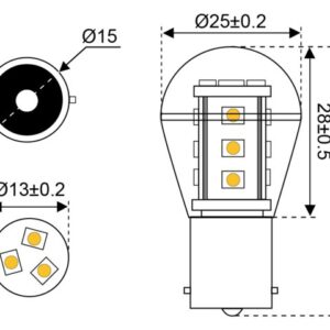 POLTTIMO LED BA15S10-30V 2W, 3000K