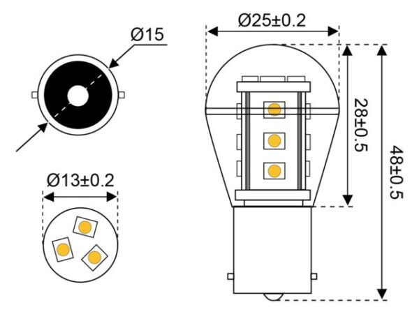 POLTTIMO LED BA15S10-30V 2W, 3000K