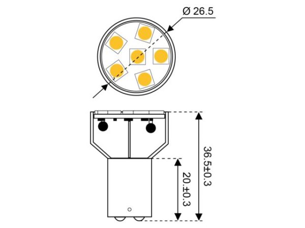 POLTTIMO LED BA15D 10-30V 2W, 3000K