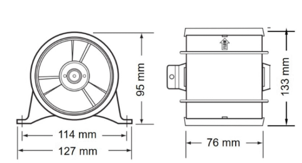 RULE IN-LINE MOOTTORITILAN TUULETIN, 24V, 3 TUUMAA, 140 CFM - Image 3