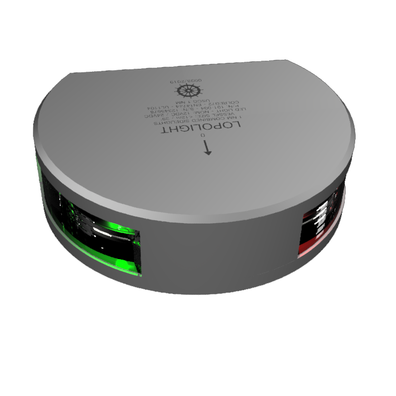 Lopolight 1nm 2x112,5° Red/Green Sidelight, silver, vert mnt